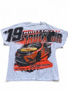 Vintage Nascar Martin Truex Jr. Graphic Tee in White, Orange & Black